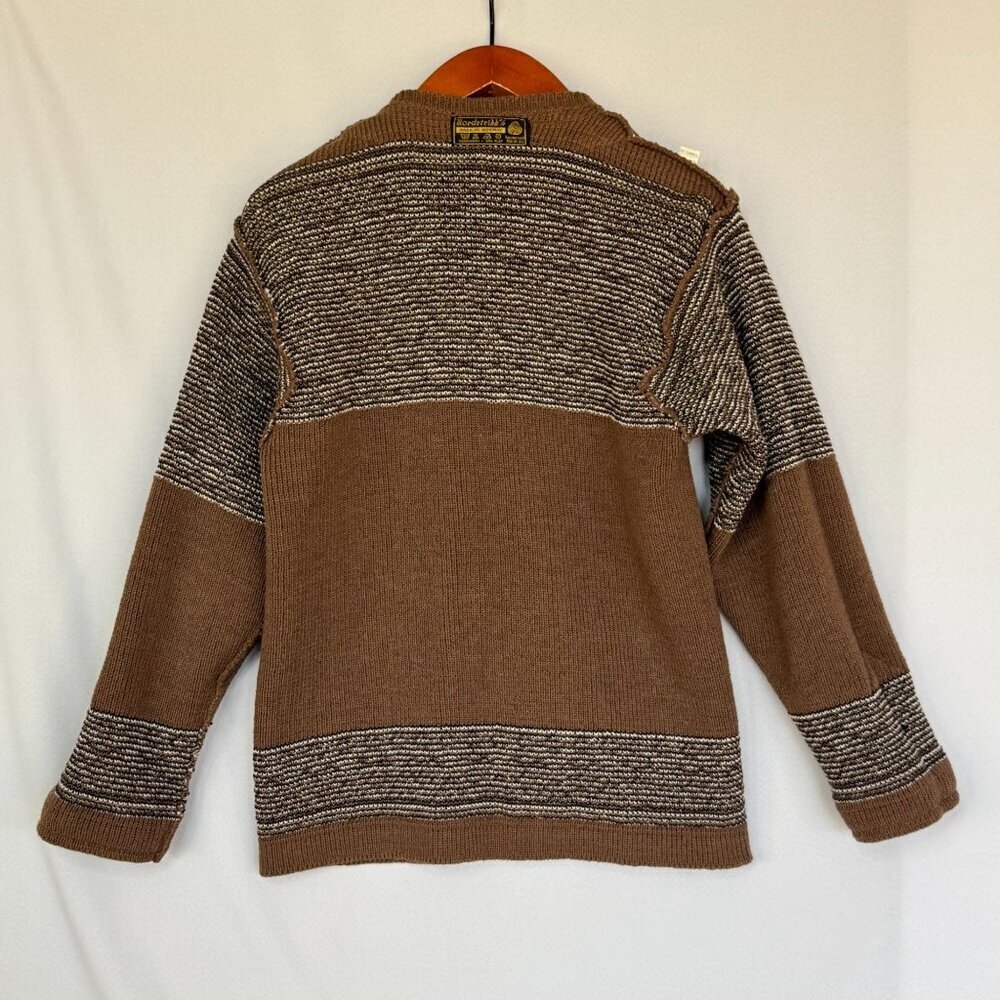 Women's Brown Fair Isle Cardigan Sweater with Embroidered Trim - Picture 12 of 16